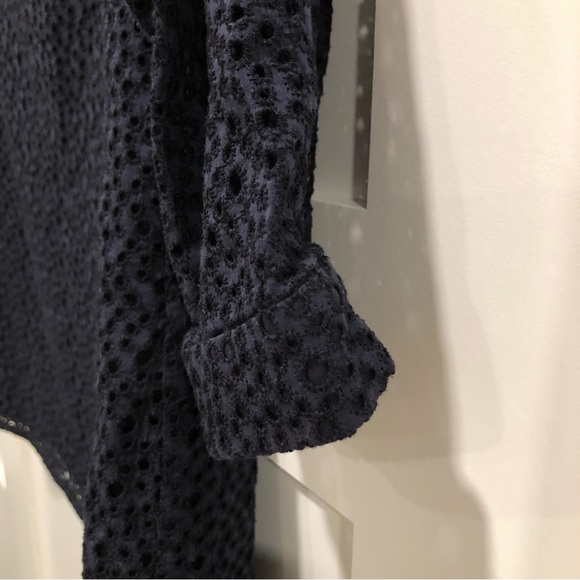 Tibi off the shoulder, dark navy blue top with small hole patters. Size 0. - Picture 5 of 10